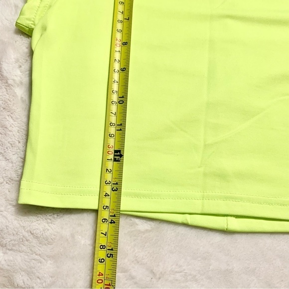NEW 2-Pce Set Small Neon Yellow Bike Shorts & Short-Sleeve Top Back Zip Stretch - Picture 11 of 13